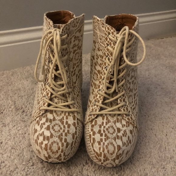 Crochet Lace Faux Leather Booties - Picture 3 of 13